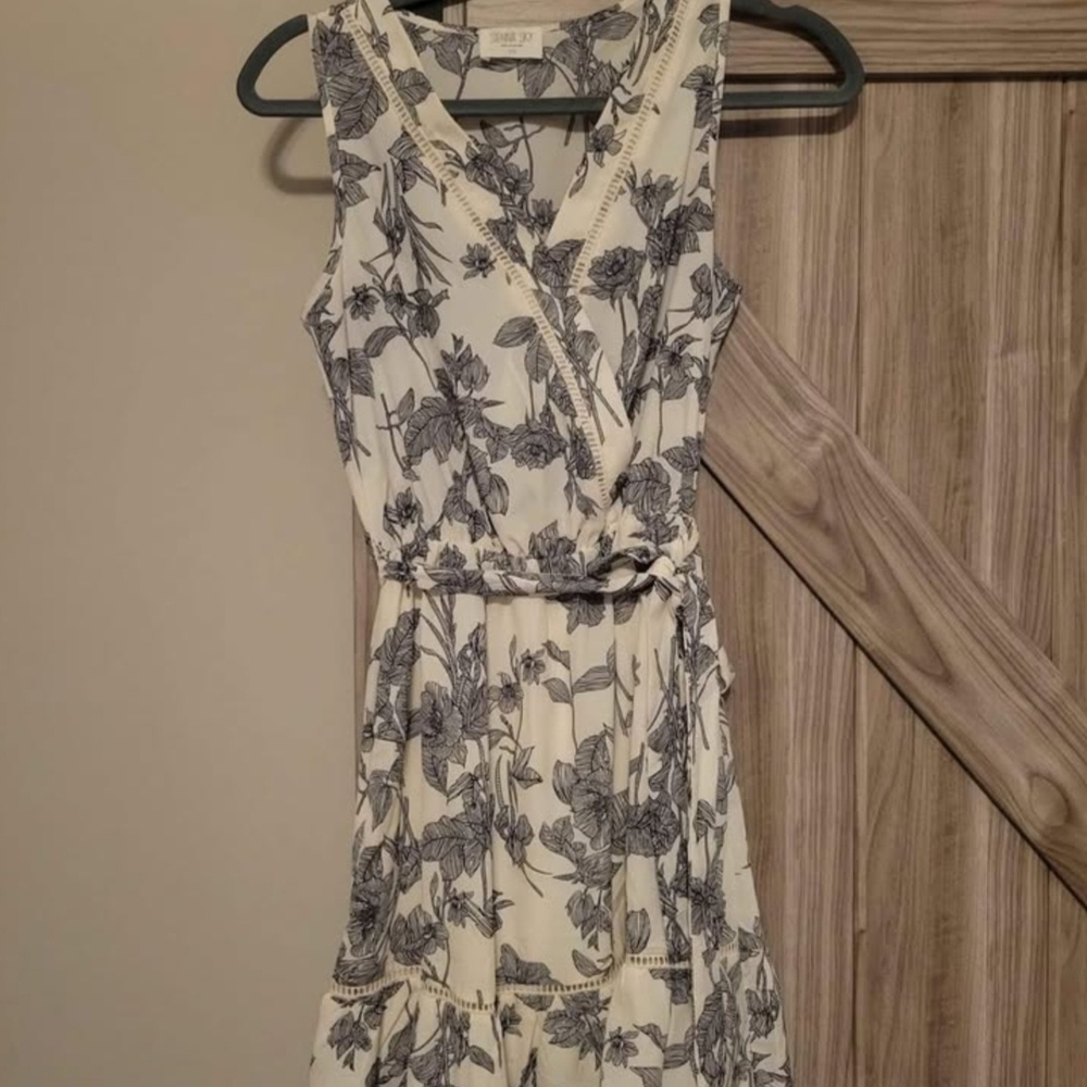 Floral Wrap Dress in Black and White